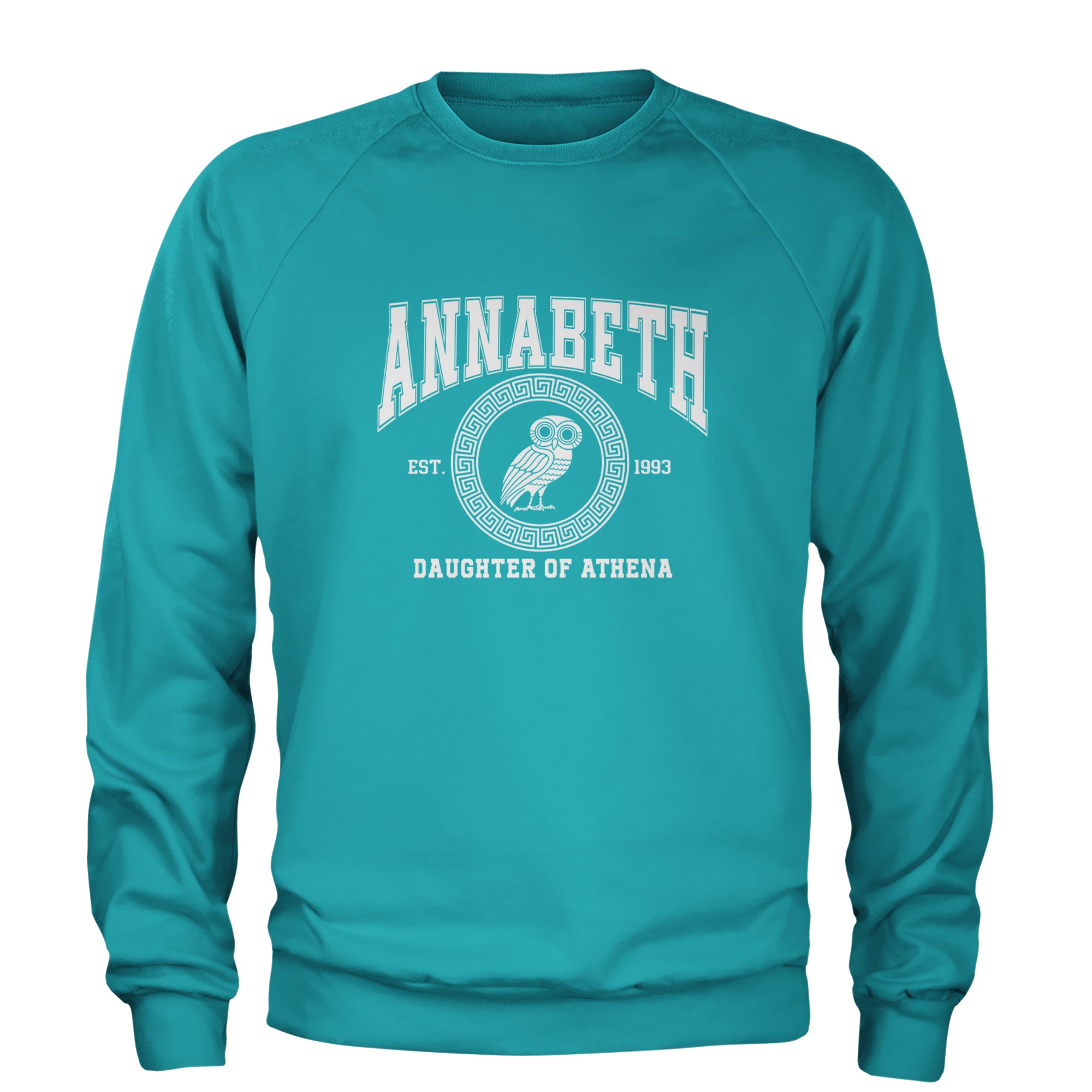 Annabeth Daughter of Athena Owl Wisdom Adult Crewneck Sweatshirt Teal