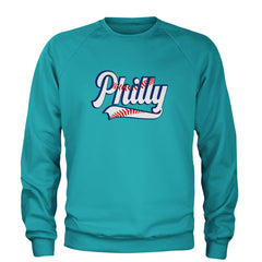 Philly Baseball Stitching Adult Crewneck Sweatshirt Teal