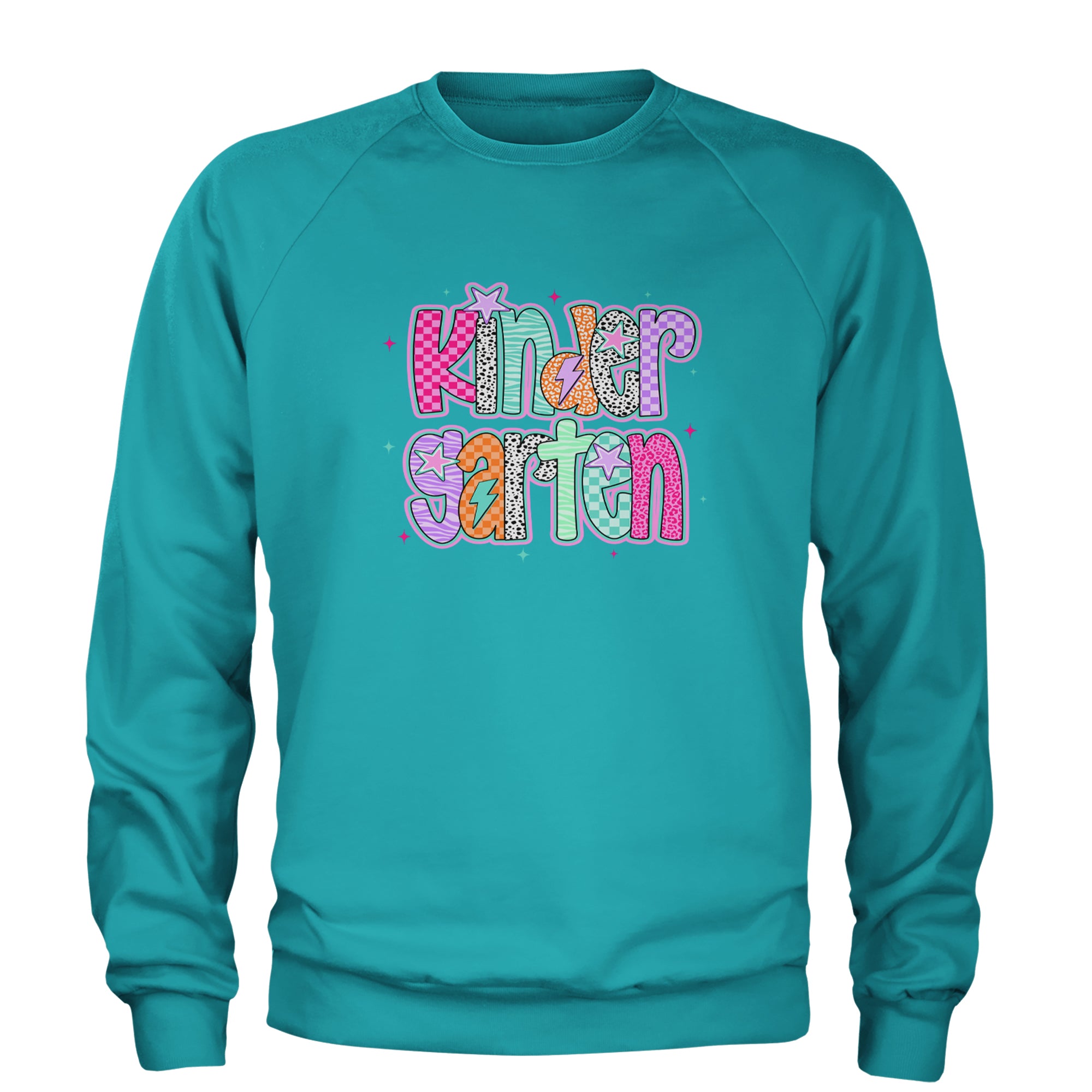 Kindergarten Cutie Colorful Back to School Adult Crewneck Sweatshirt Teal