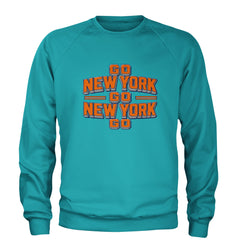 Go New York Go Basketball Adult Crewneck Sweatshirt Teal