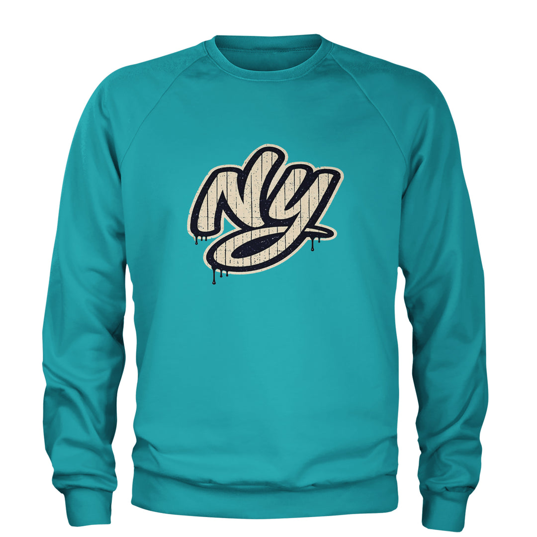 NYC New York City Grunge Street Adult Crewneck Sweatshirt Teal