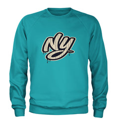 NYC New York City Grunge Street Adult Crewneck Sweatshirt Teal