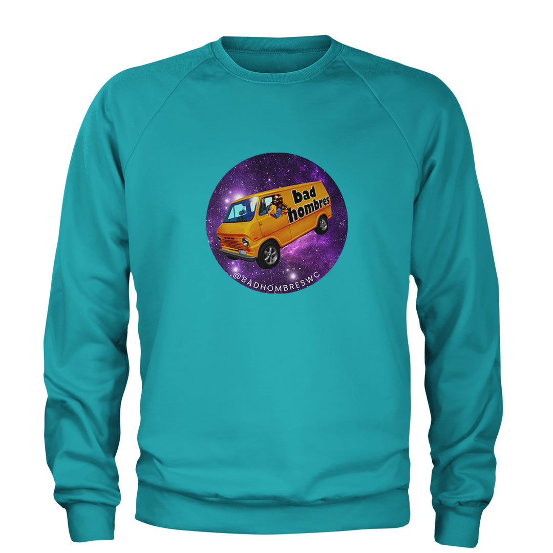 Bad Hombres Space West Chester Band Adult Crewneck Sweatshirt Teal
