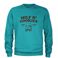 Milf And Cookies Adult Crewneck Sweatshirt Teal