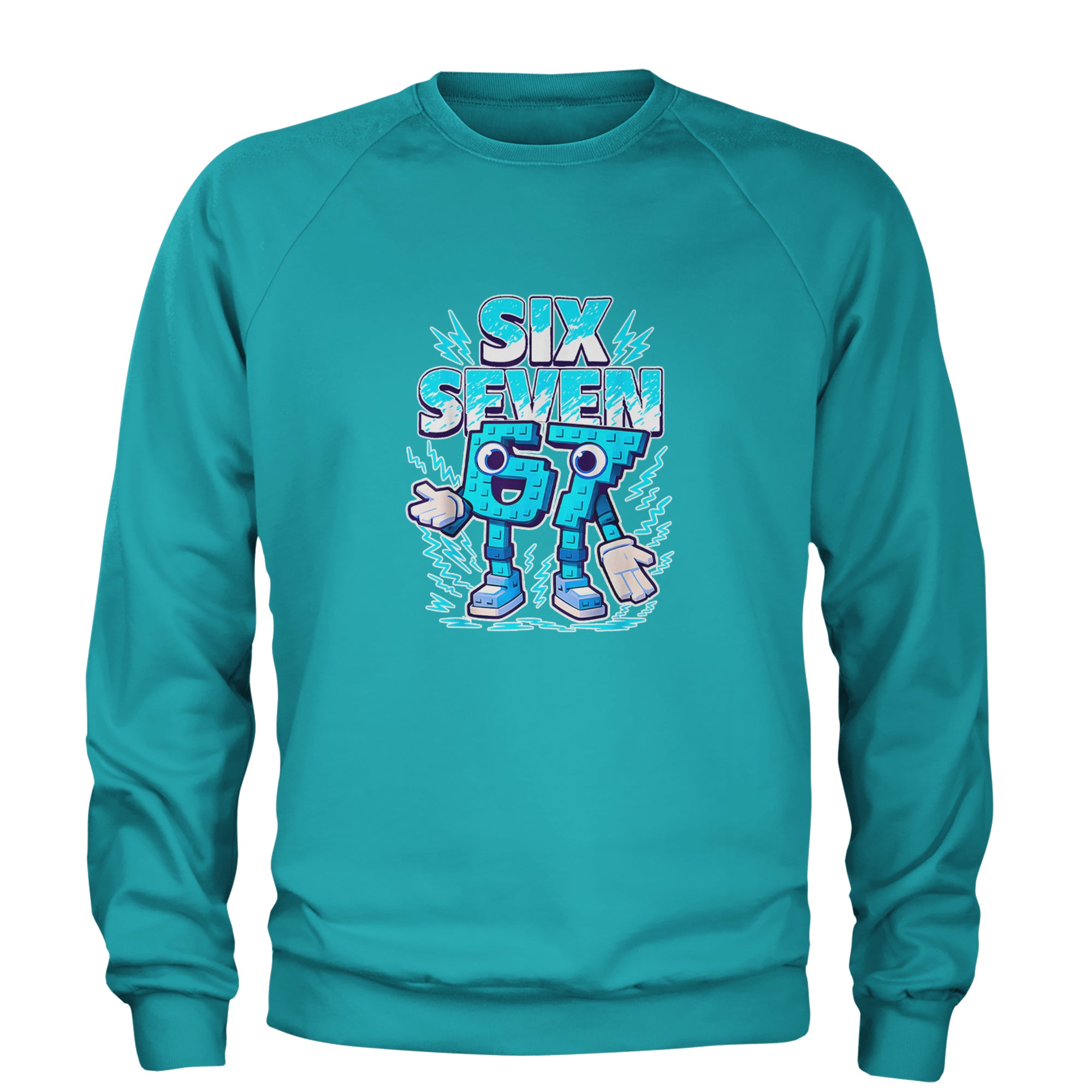67 Brainrot Meme Slang Adult Crewneck Sweatshirt Teal
