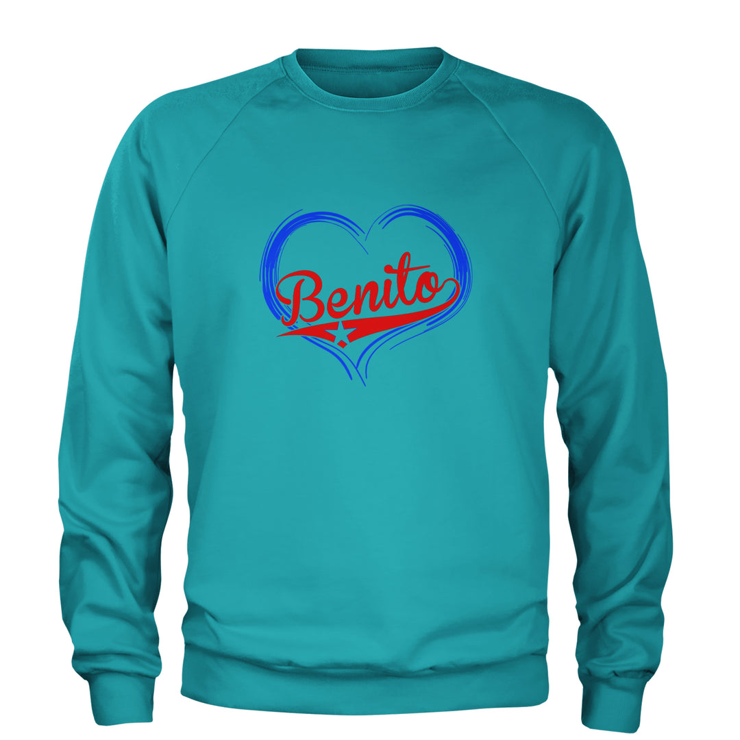 Benito Heart Puerto Rico Adult Crewneck Sweatshirt Teal