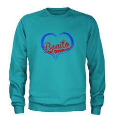 Benito Heart Puerto Rico Adult Crewneck Sweatshirt Teal