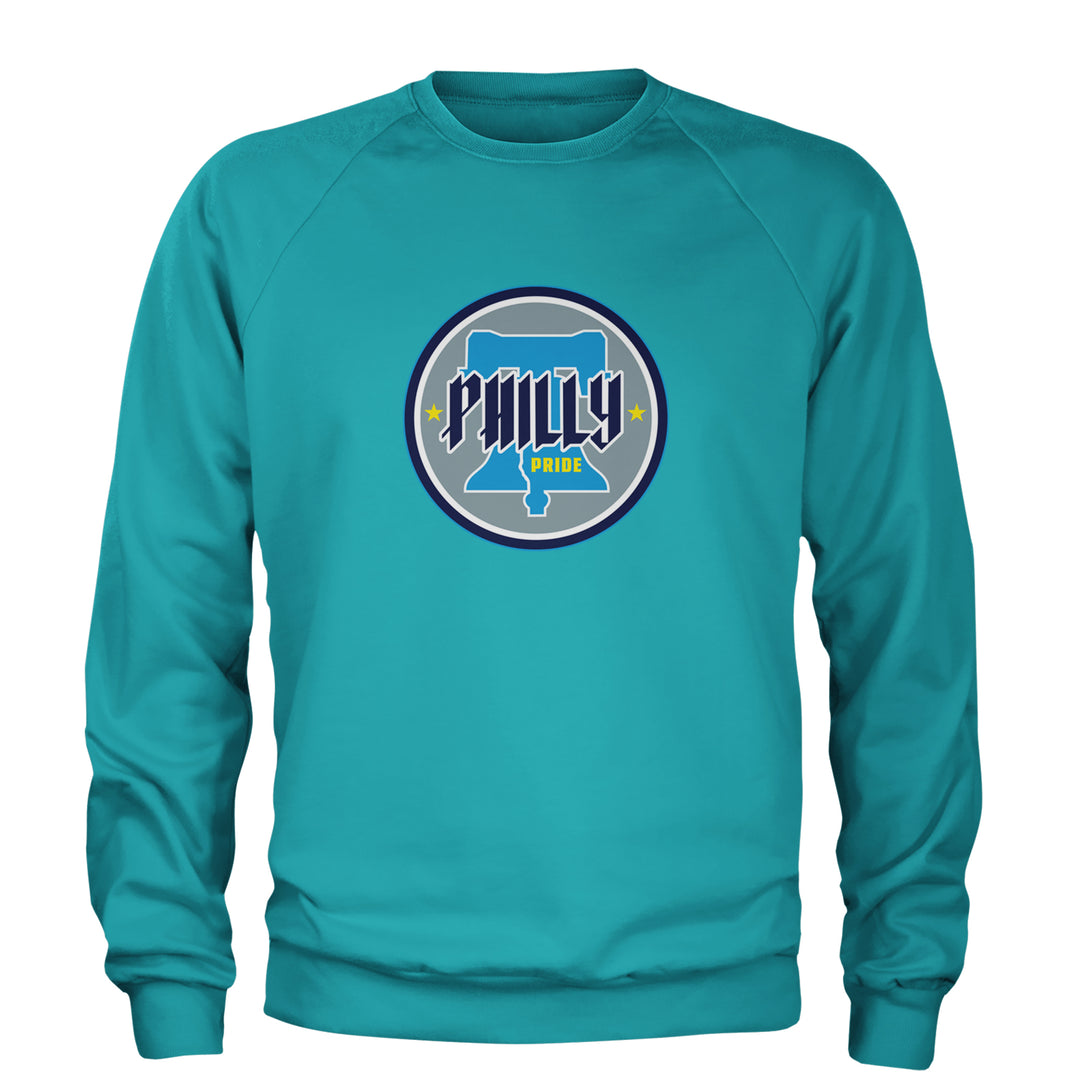 Philly Pride Liberty Bell Adult Crewneck Sweatshirt Teal