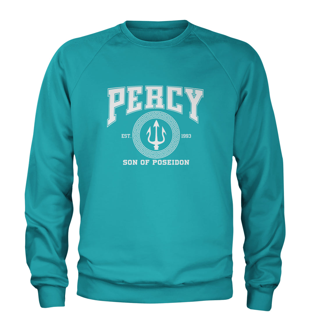 Percy Son Of Poseidon Sea God Adult Crewneck Sweatshirt Teal