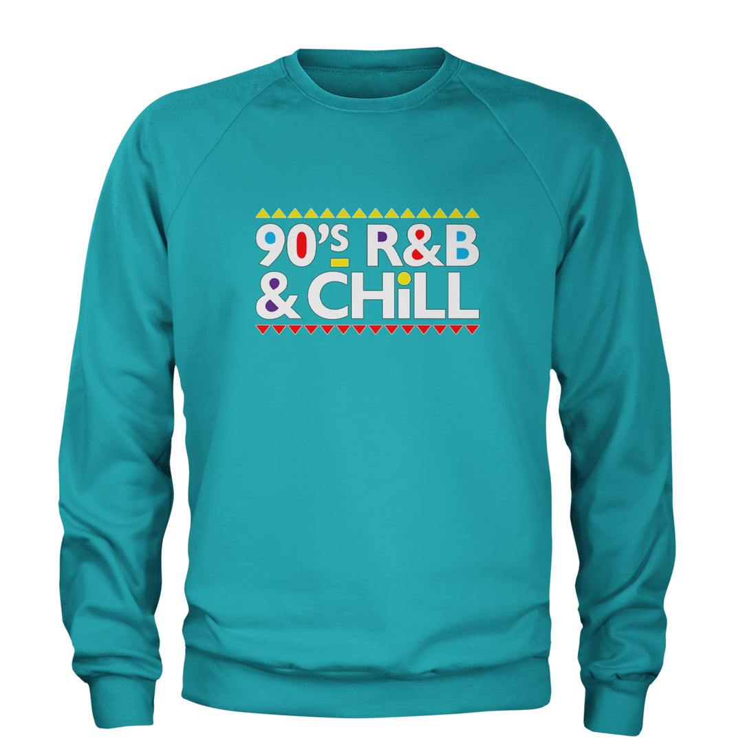 90s R&B and Chill Retro Throwback Adult Crewneck Sweatshirt Teal