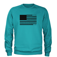 Redacted American Flag Adult Crewneck Sweatshirt Teal