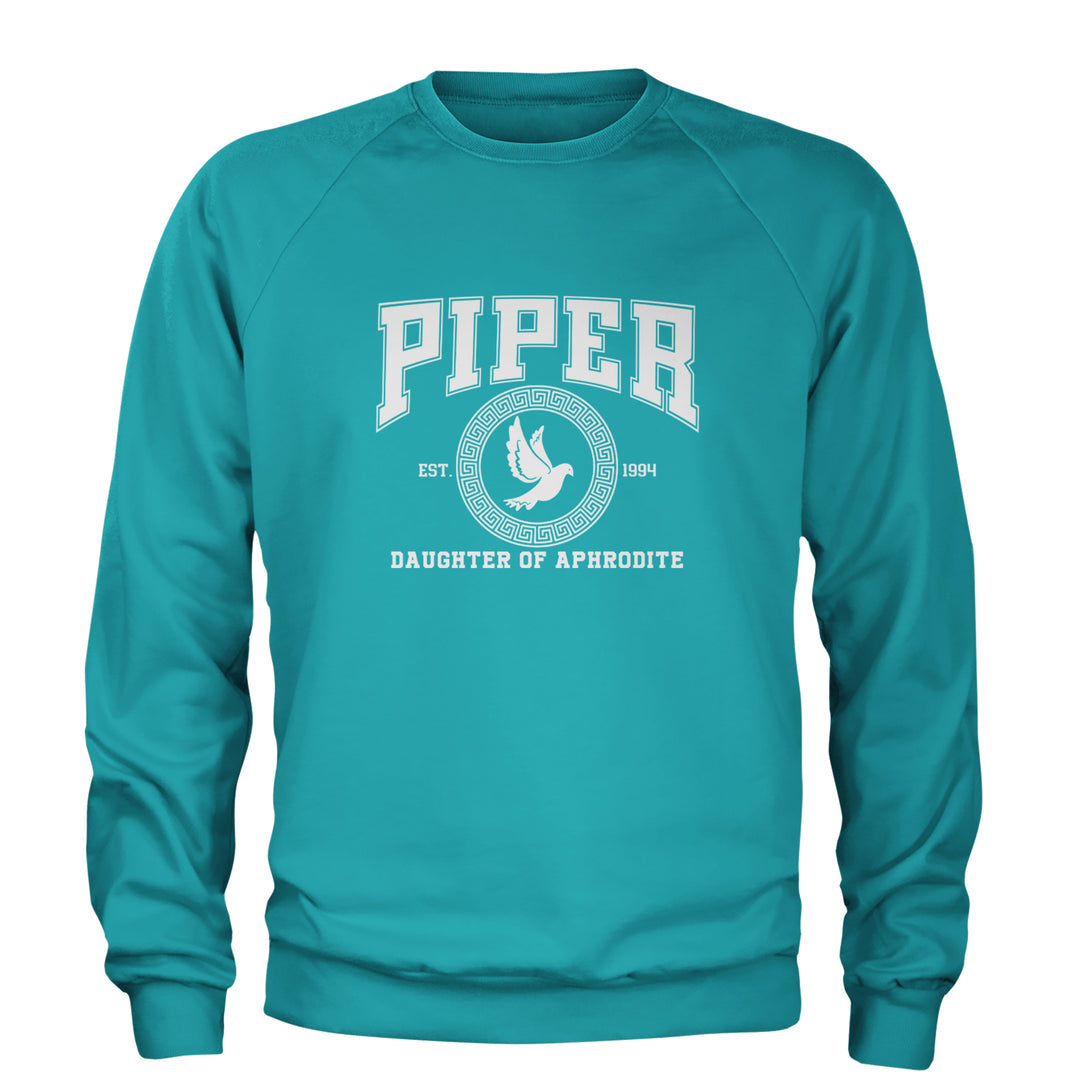 Piper Daughter of Aphrodite Rebel Heart Adult Crewneck Sweatshirt Teal