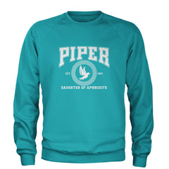 Piper Daughter of Aphrodite Rebel Heart Adult Crewneck Sweatshirt Teal