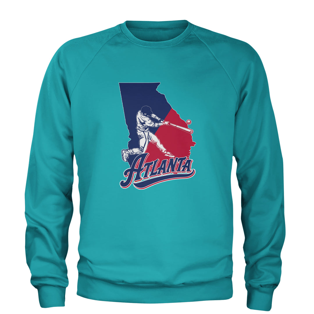 Atlanta Georgia Batter Up Adult Crewneck Sweatshirt Teal