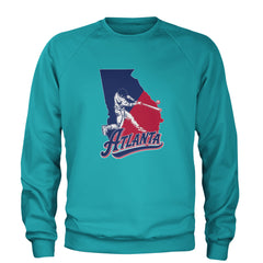 Atlanta Georgia Batter Up Adult Crewneck Sweatshirt Teal