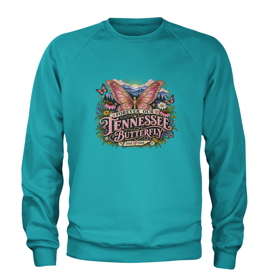 Forever Our Tennessee Butterfly Dolly Adult Crewneck Sweatshirt Teal