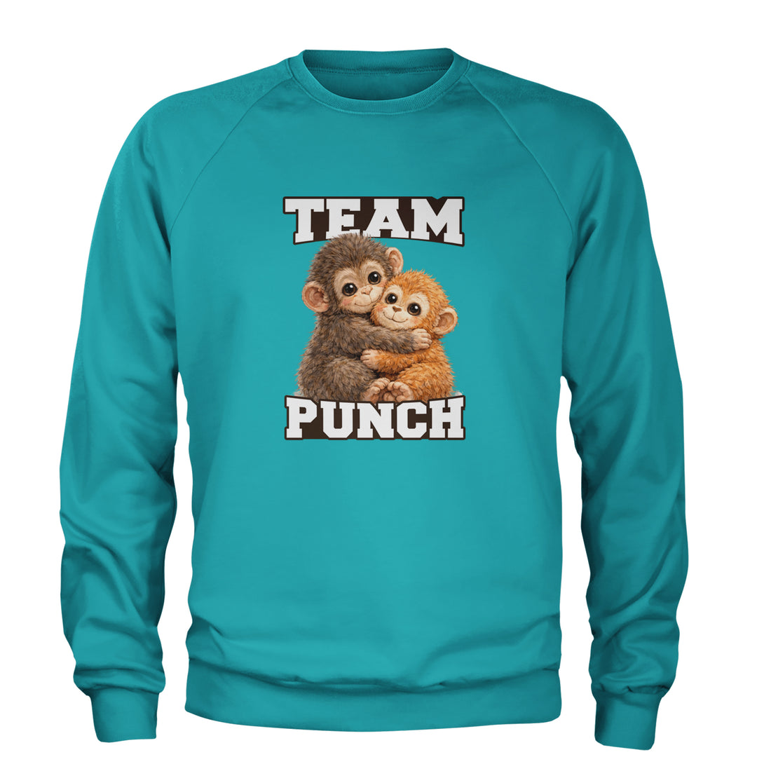 Team Punch Panchi-kun Monkey Adult Crewneck Sweatshirt Teal