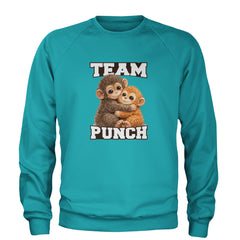 Team Punch Panchi-kun Monkey Adult Crewneck Sweatshirt Teal