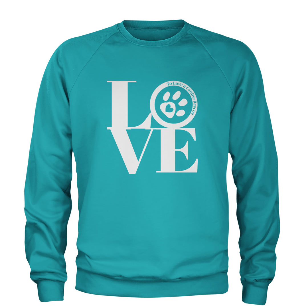 TLC LOVE Dog Rescue Adult Crewneck Sweatshirt Teal