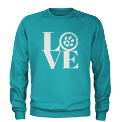 TLC LOVE Dog Rescue Adult Crewneck Sweatshirt Teal