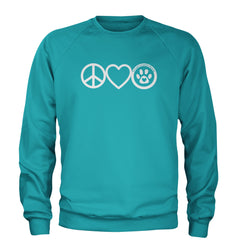 Peace, Love and TLC Dog Rescue Adult Crewneck Sweatshirt Teal