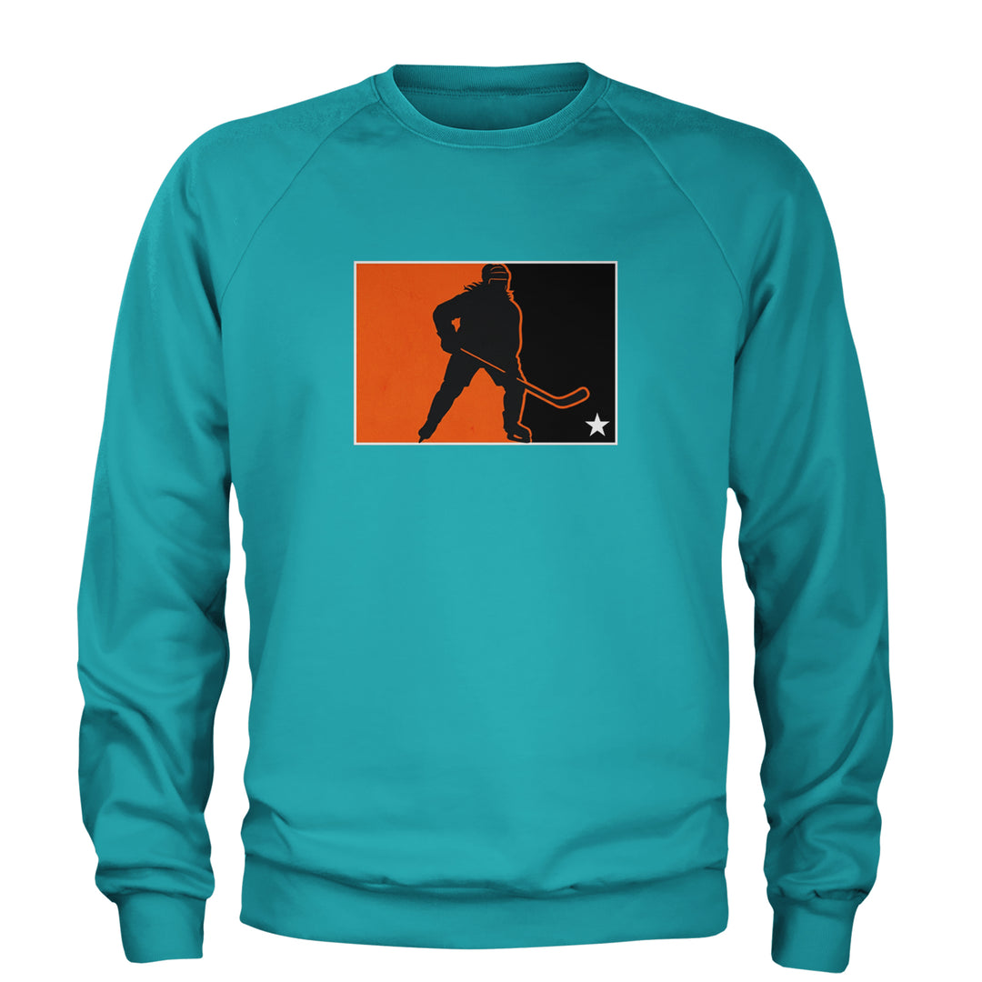 Hockey Enforcer Retro Vintage Adult Crewneck Sweatshirt Teal