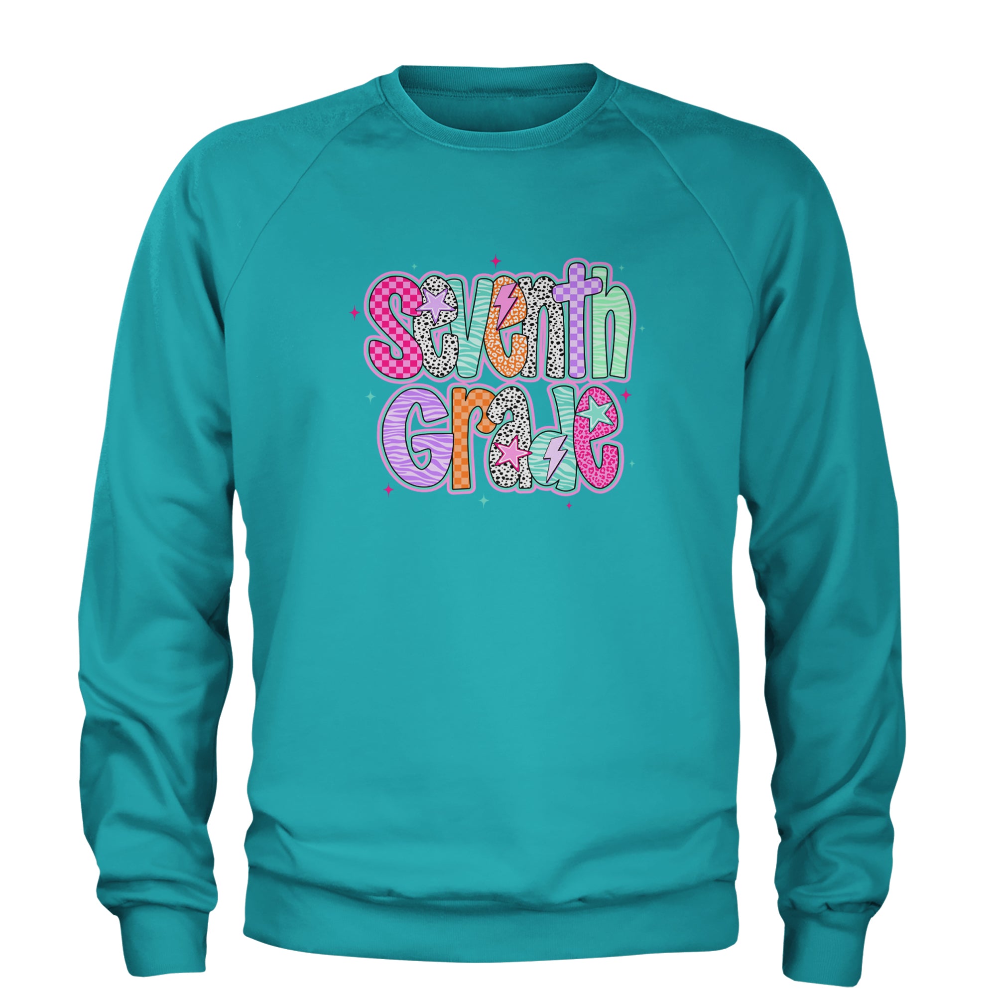 Seventh Grade Swagger Colorful Back to School Adult Crewneck Sweatshirt Teal
