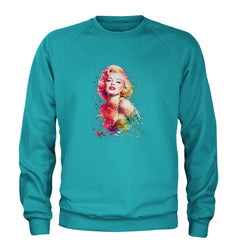 Mrs. Monroe Watercolors Bombshell Adult Crewneck Sweatshirt Teal
