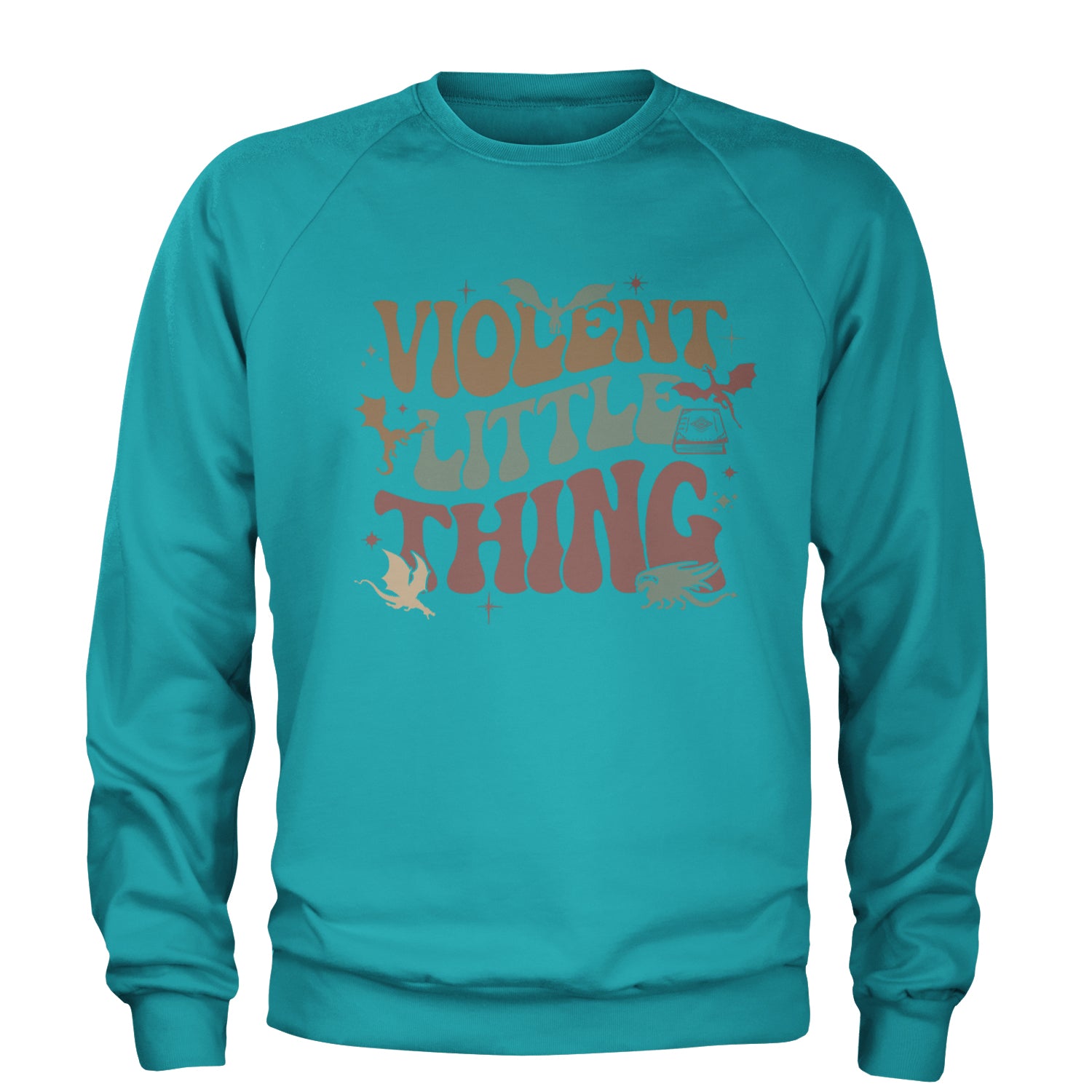 Violent Little Thing Dragon Adult Crewneck Sweatshirt Teal