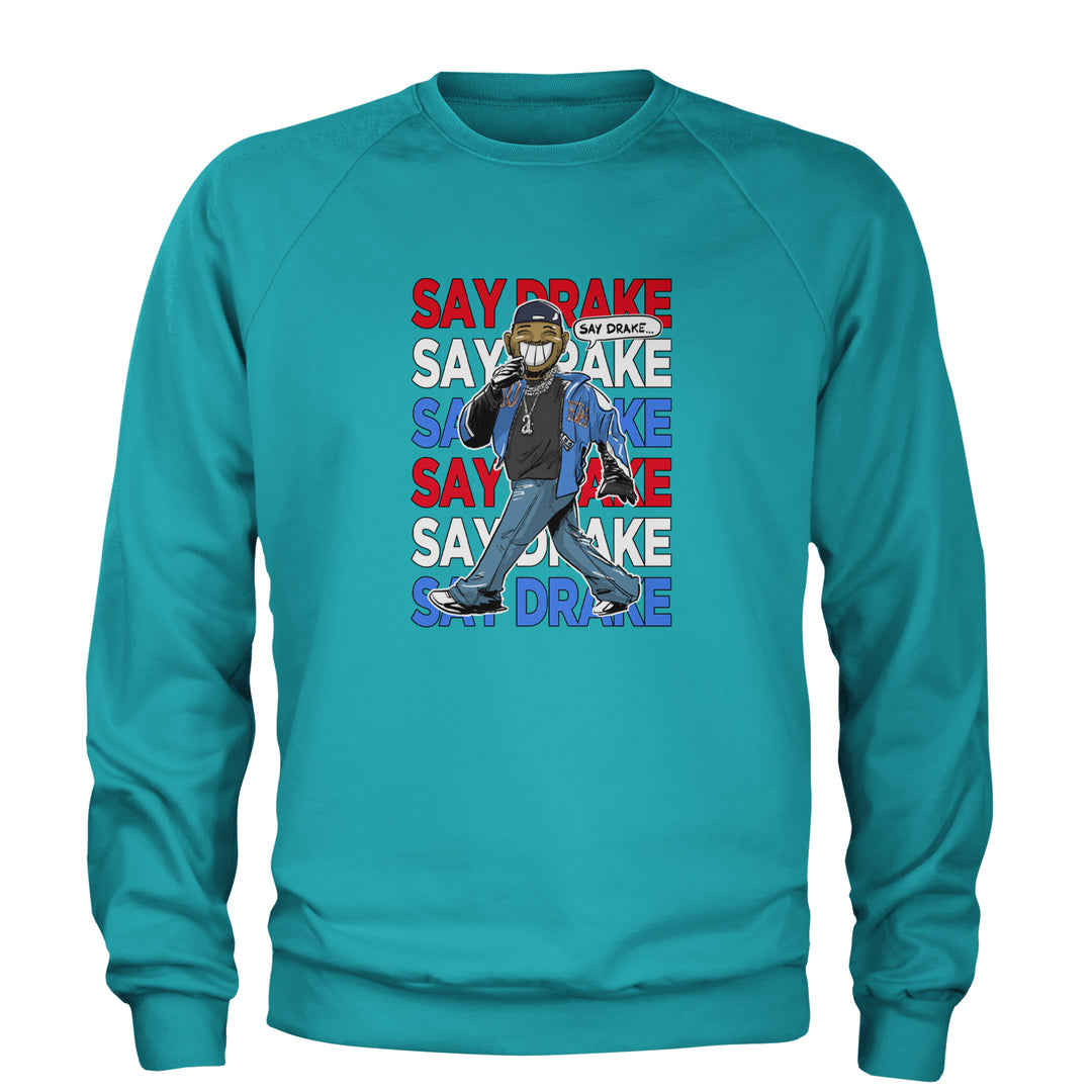 Say Drake Smiling Meme Mustard Adult Crewneck Sweatshirt Teal
