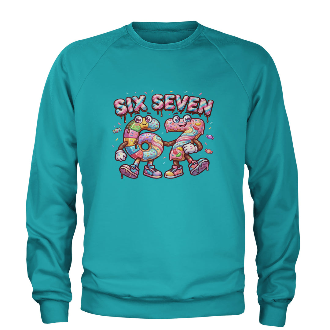 67 Candy Swirl Meme Adult Crewneck Sweatshirt Teal