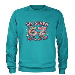 67 Candy Swirl Meme Adult Crewneck Sweatshirt Teal