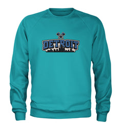 Detroit Motor City Retro Piston Adult Crewneck Sweatshirt Teal