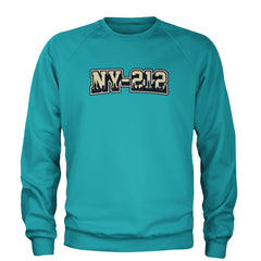 New York City 212 Area Code Skyline  Adult Crewneck Sweatshirt Teal