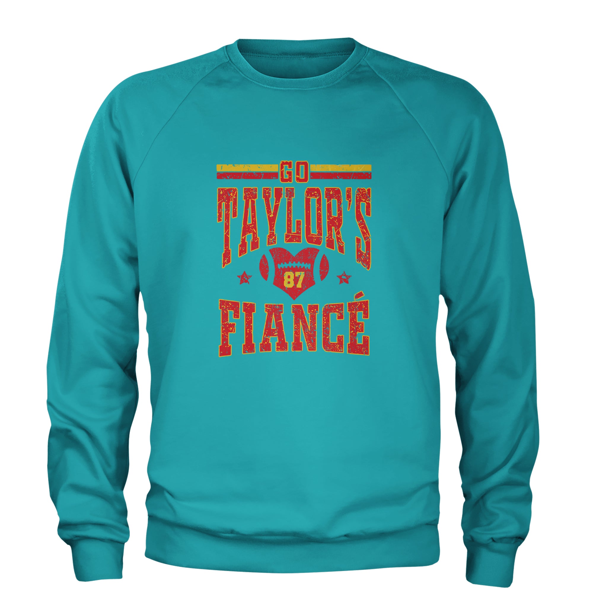 Go Taylor's Fiancé Engagement Game Day Adult Crewneck Sweatshirt Teal