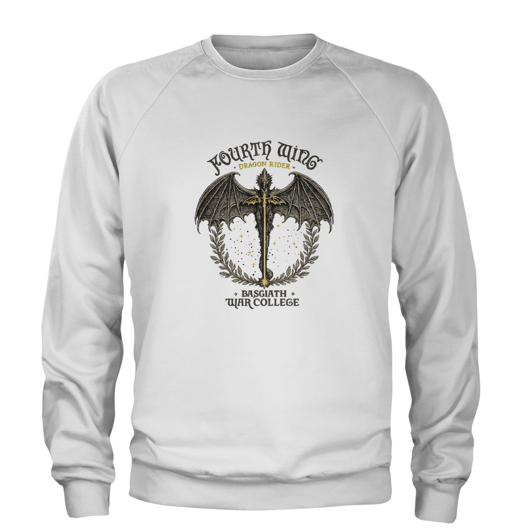 Fourth Wing Dragon Rider Vintage Basgiath War College Adult Crewneck Sweatshirt White