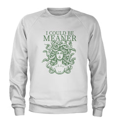 Medusa I Could Be Meaner Adult Crewneck Sweatshirt White