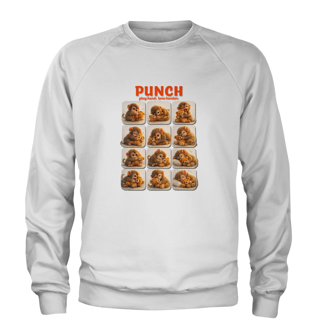 Punch Play Hard Love Harder Adult Crewneck Sweatshirt White
