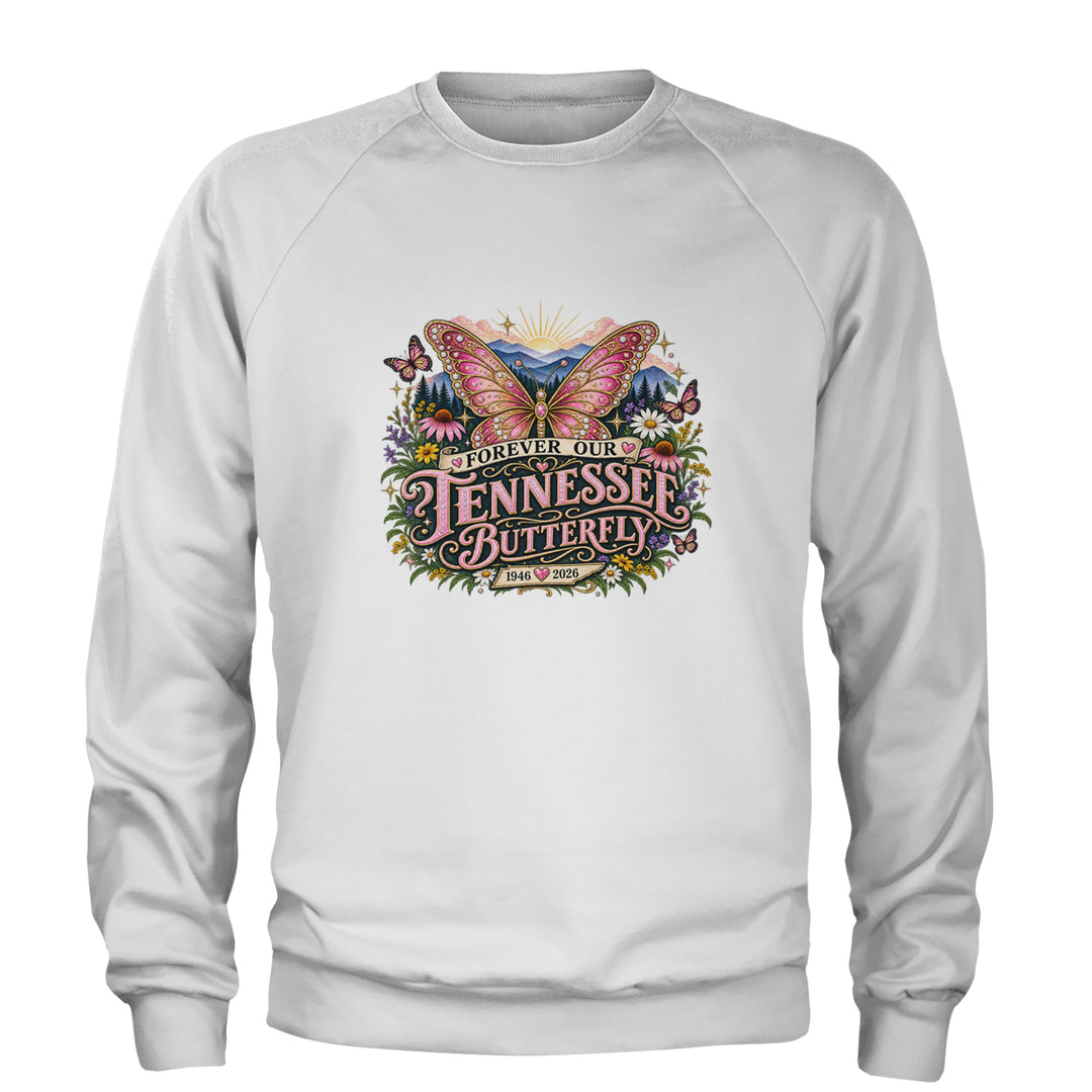 Forever Our Tennessee Butterfly Dolly Adult Crewneck Sweatshirt White