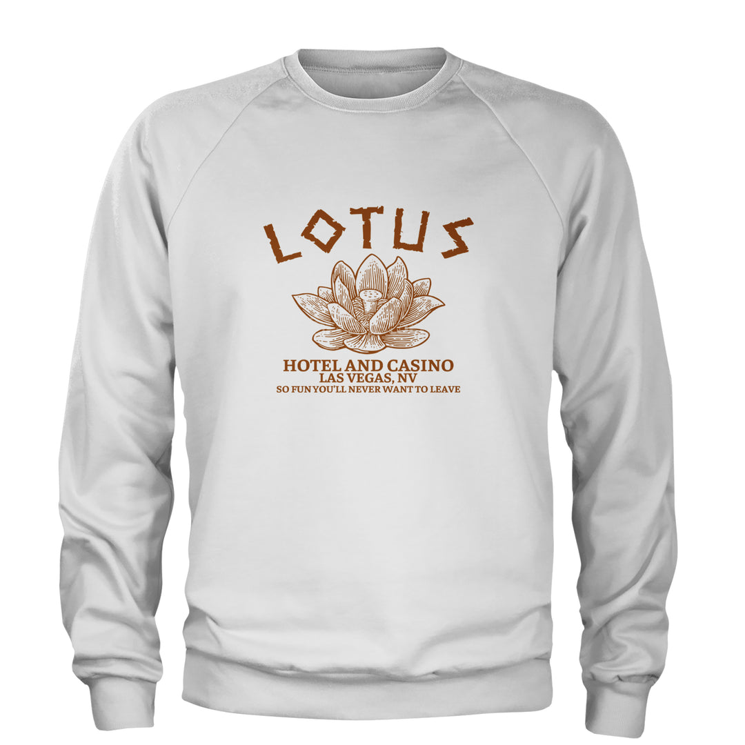 Lotus Hotel and Casino Adult Crewneck Sweatshirt White