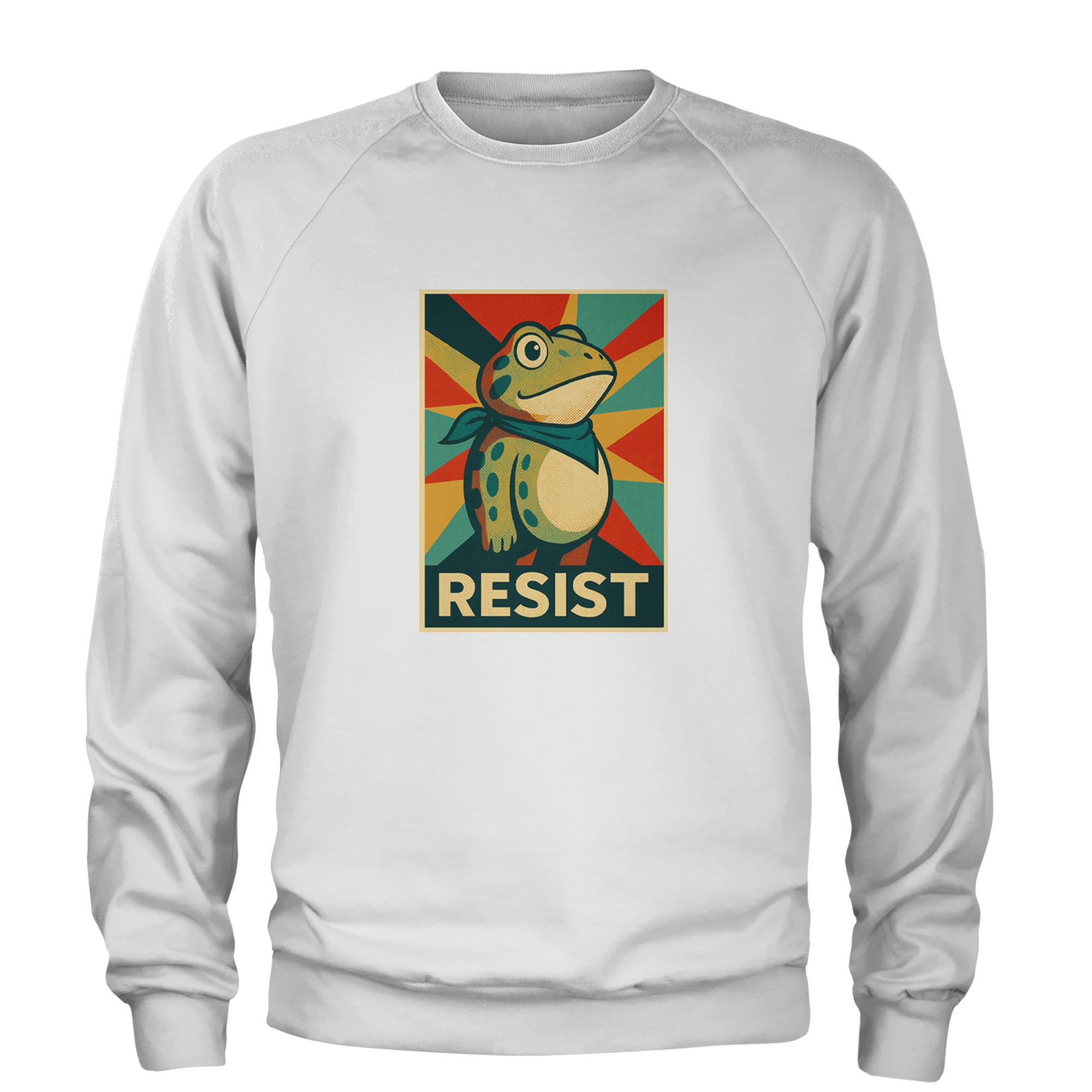 Resist Portland Protest Frog Adult Crewneck Sweatshirt White