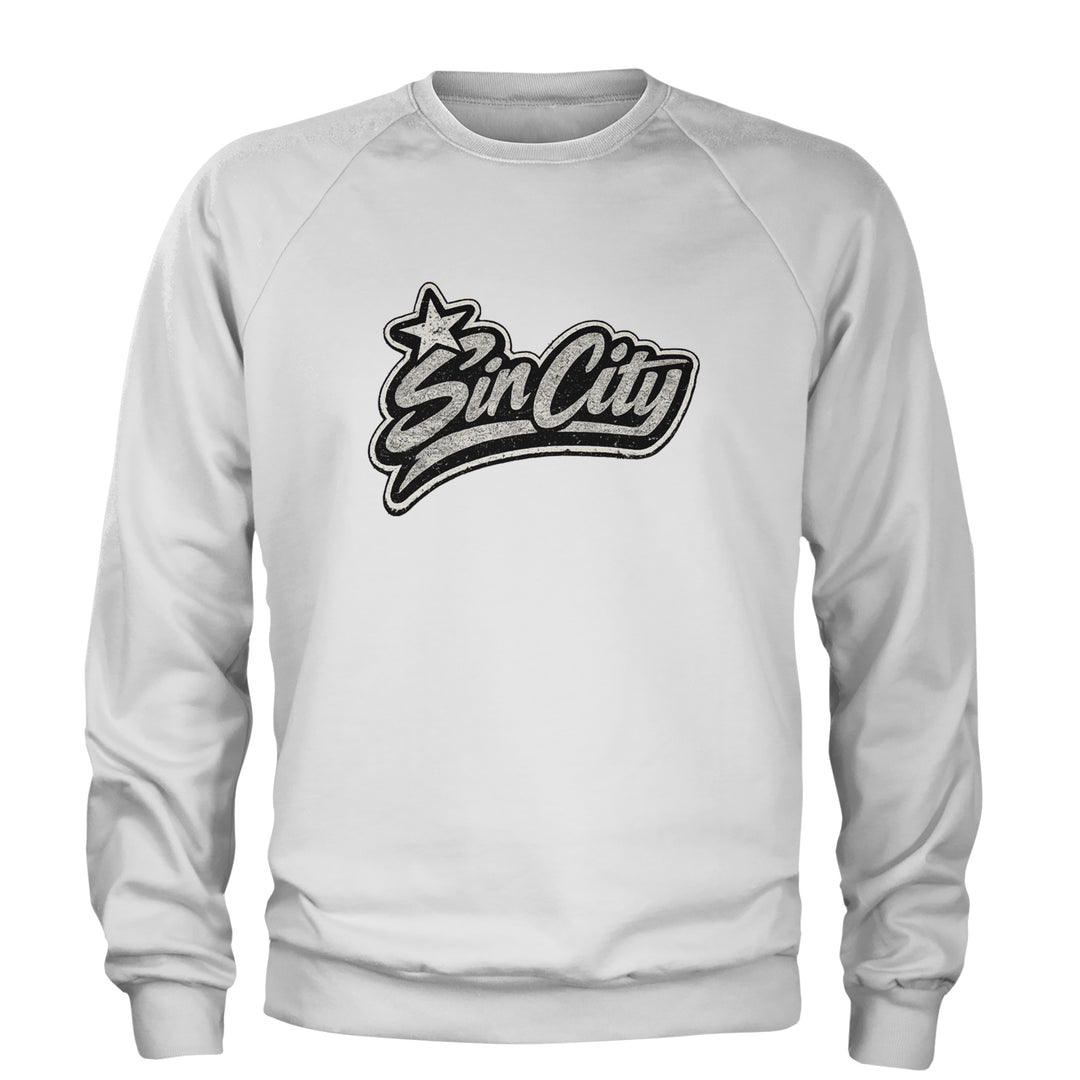 Sin City Vegas Retro Vintage Adult Crewneck Sweatshirt White