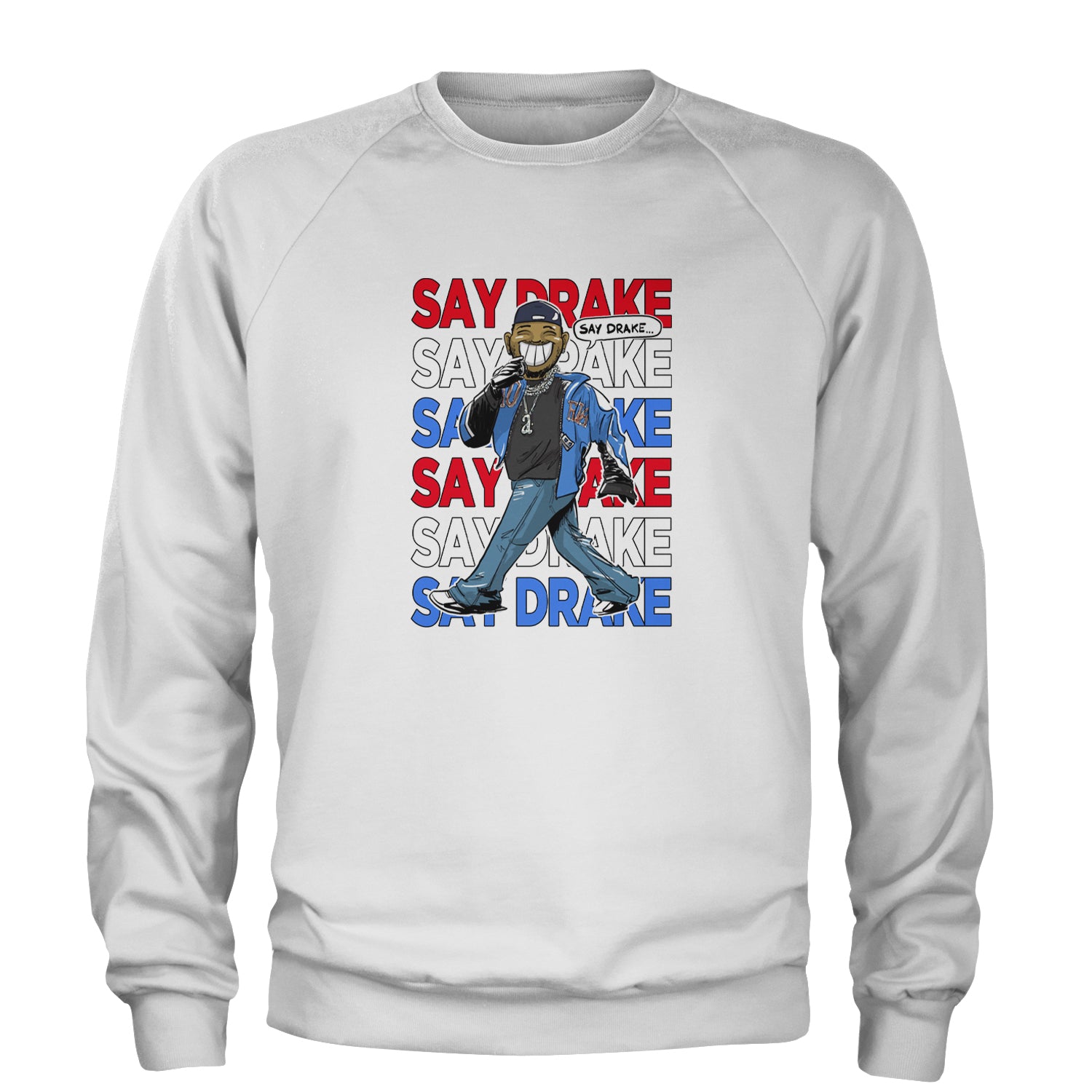 Say Drake Smiling Meme Mustard Adult Crewneck Sweatshirt White