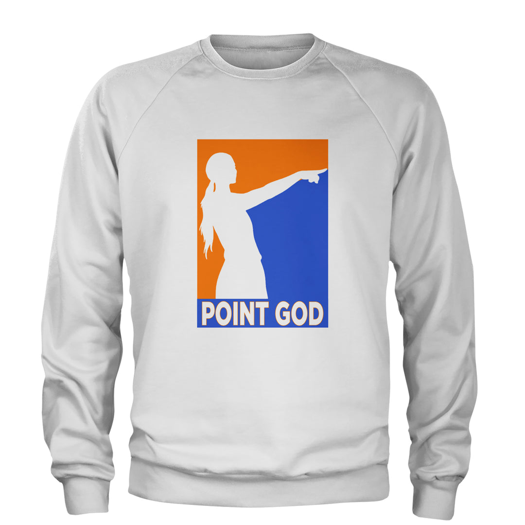 Point God Cunningham Basketball Pointing Meme  Adult Crewneck Sweatshirt White