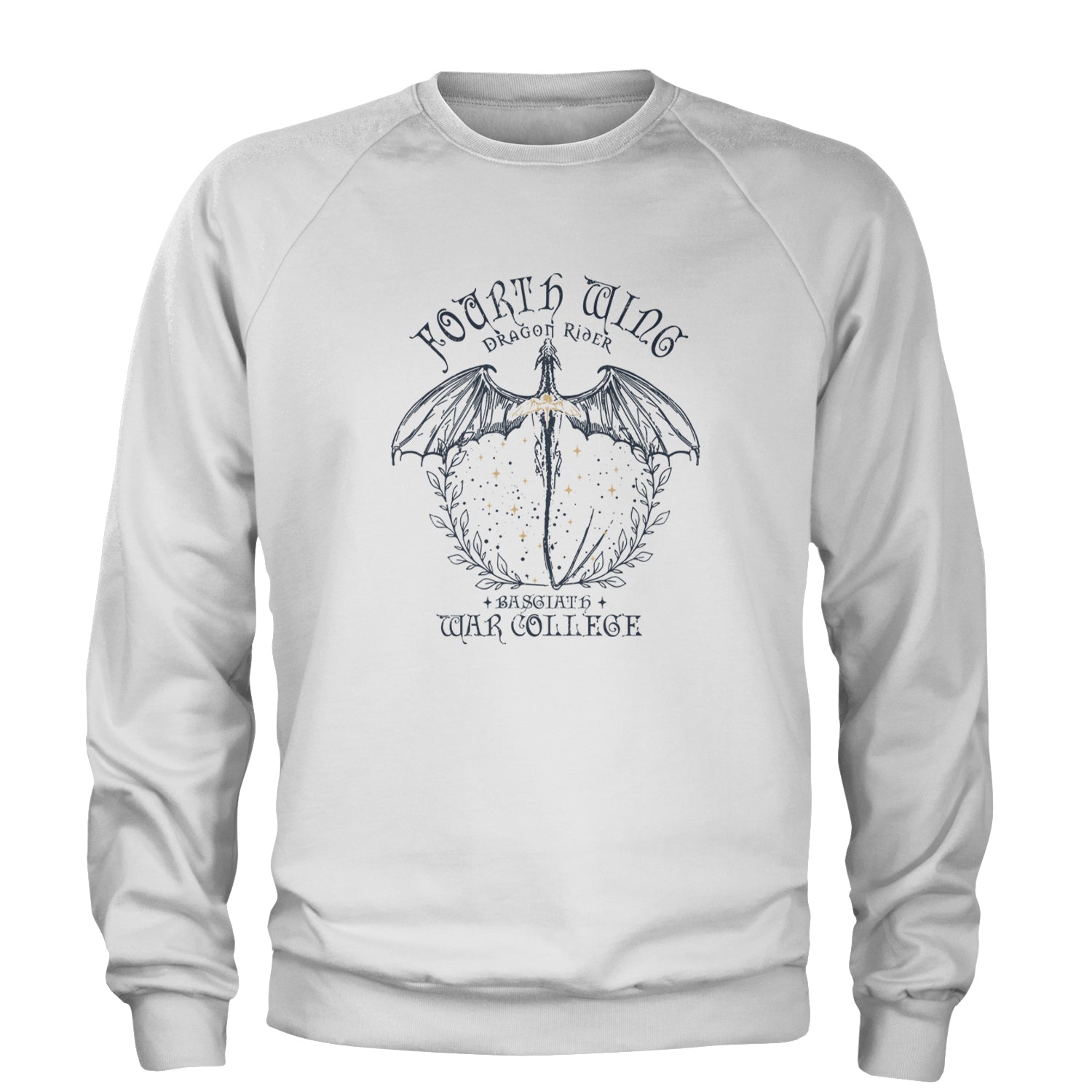 Fourth Wing Dragon Rider Vintage Basgiath War College Adult Crewneck Sweatshirt White