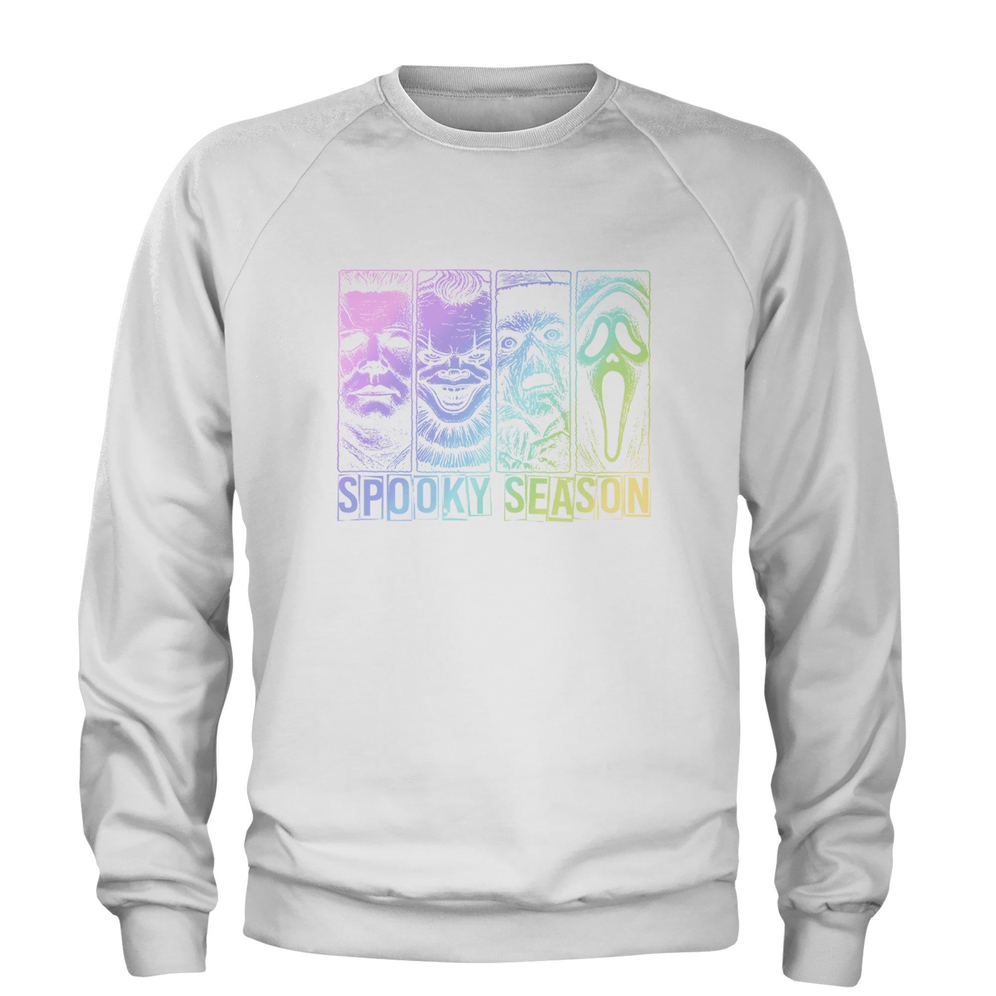 Spooky Season Horror Icons Halloween Adult Crewneck Sweatshirt White