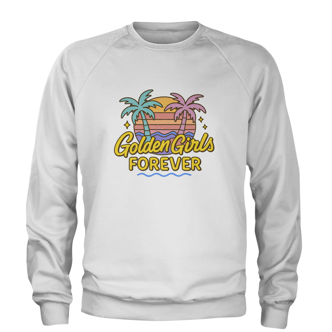 Golden Girls Forever Retro Sunset Adult Crewneck Sweatshirt White
