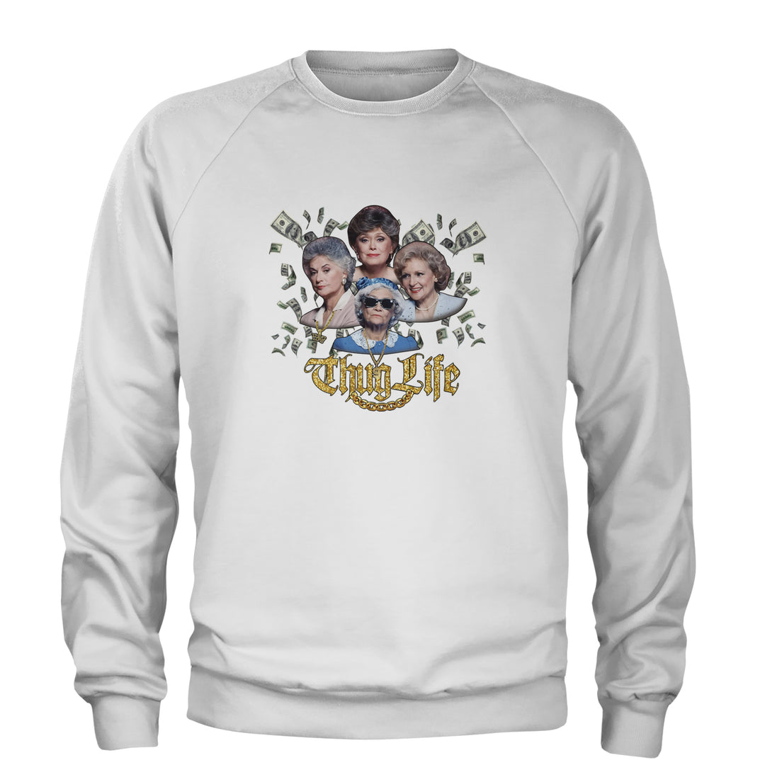 Golden Chain Thug Life Girls Adult Crewneck Sweatshirt White