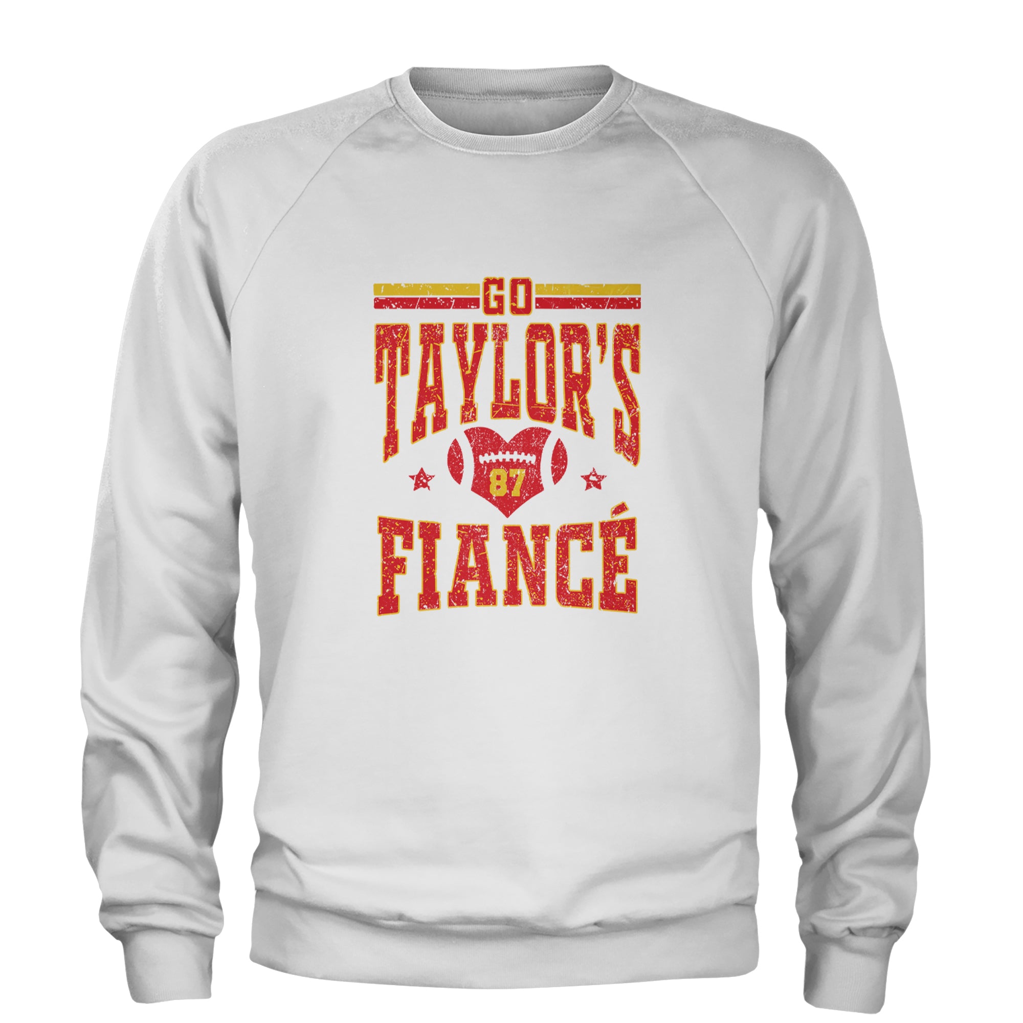 Go Taylor's Fiancé Engagement Game Day Adult Crewneck Sweatshirt White