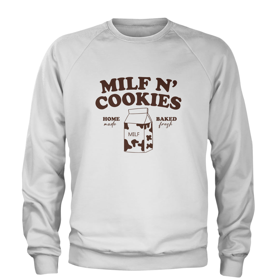 Milf And Cookies Adult Crewneck Sweatshirt White